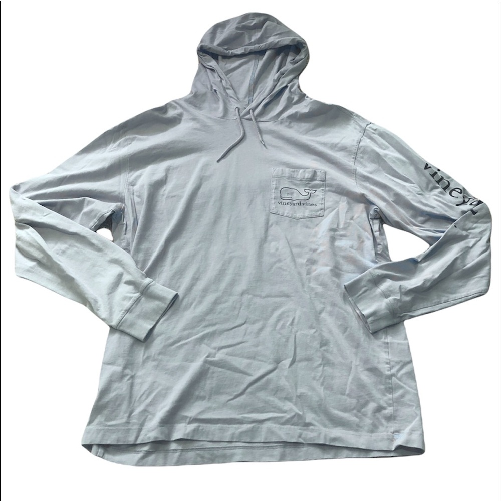 FREE SHIP! Adult Medium Vineyard Vines long sleeve hoodie tee (light blue)